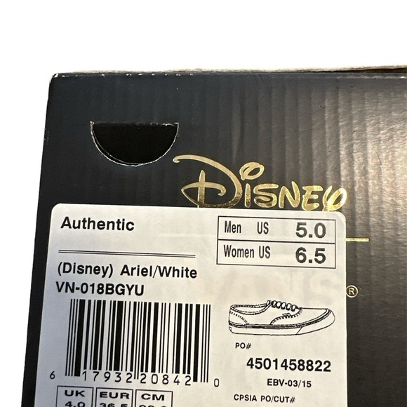 Authentic Disney Little Mermaid Vans Size 6.5 with original box - Picture 5 of 6